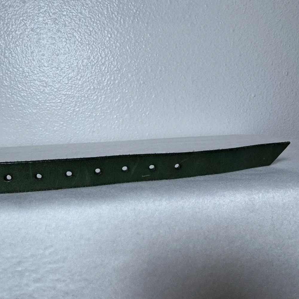 Y2K Gap Green Leather Belt Womens Small Gold Tone Buckle Utility Grunge Punk